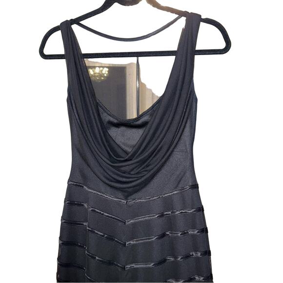 Tadashi Black Mermaid Dress Gown Sheer Front Drape Back Size Small - Picture 14 of 15